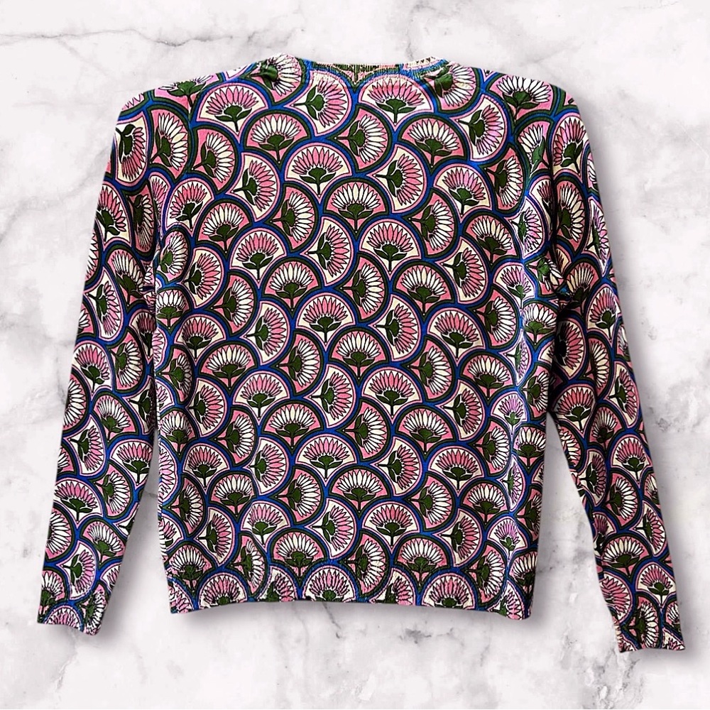 Boden Emilia Sweater Abstract Floral Fan Print Lightweight Stretchy Size M - Picture 3 of 10